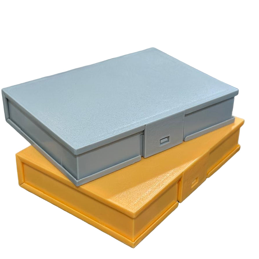 Gray & orange electronic device boxes